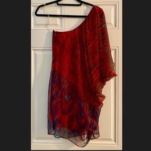 NWT One Shoulder Mini Chiffon Dress - Rubber Ducky